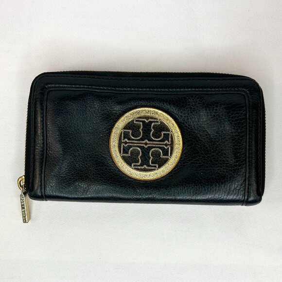 Tory Burch Handbags - Tory Burch Amanda Zip-Around Continental Wallet Black Pebbled Leather